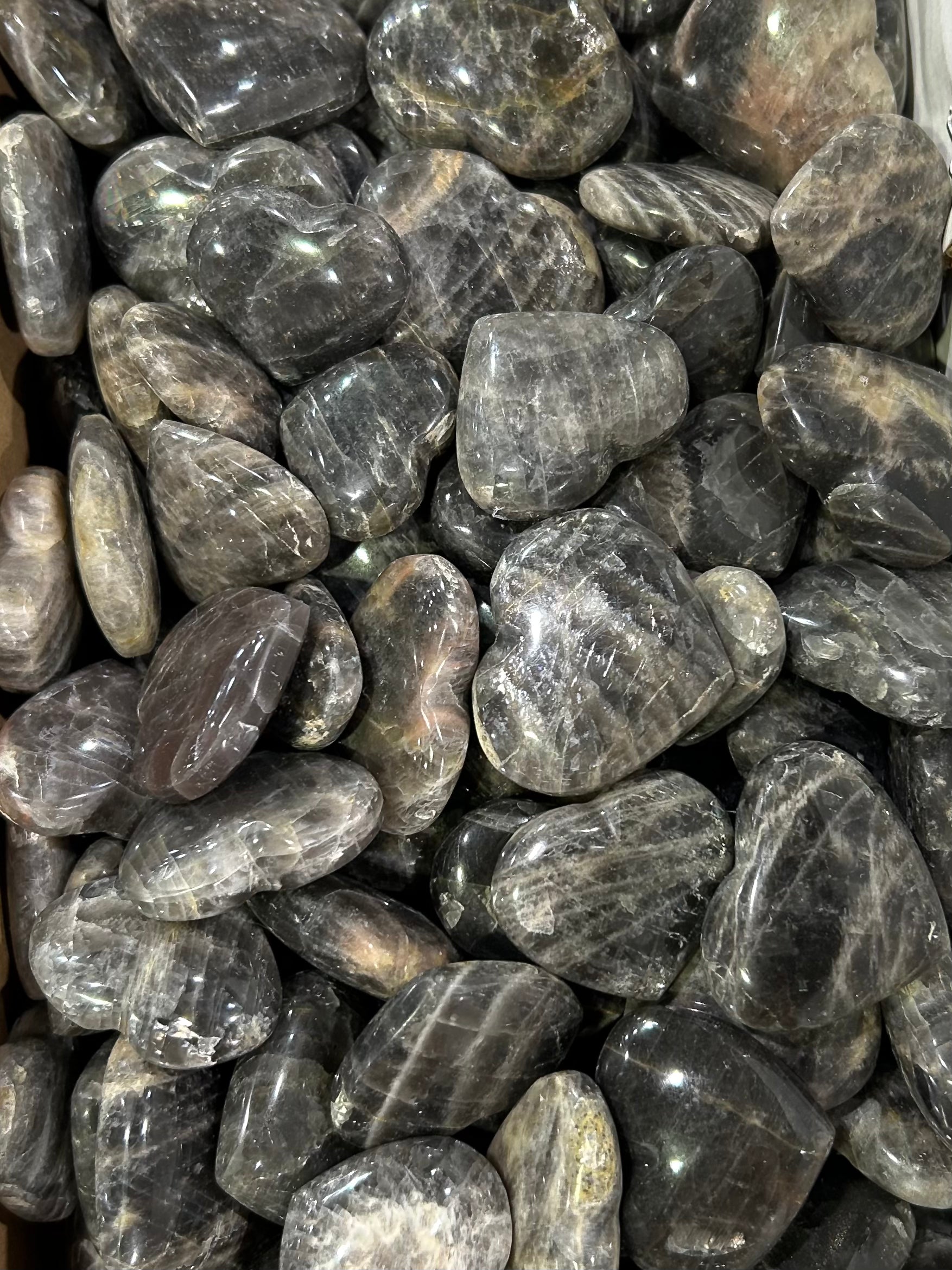 Black Moonstone Mini Hearts