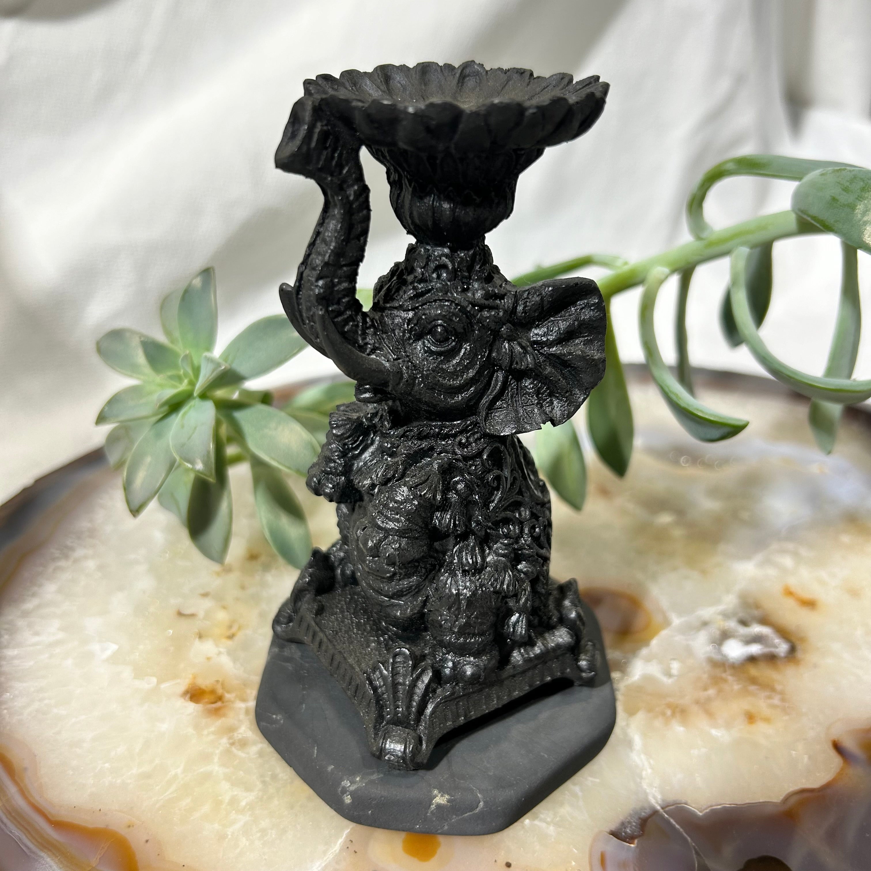Shungite Elephant Candle Holder