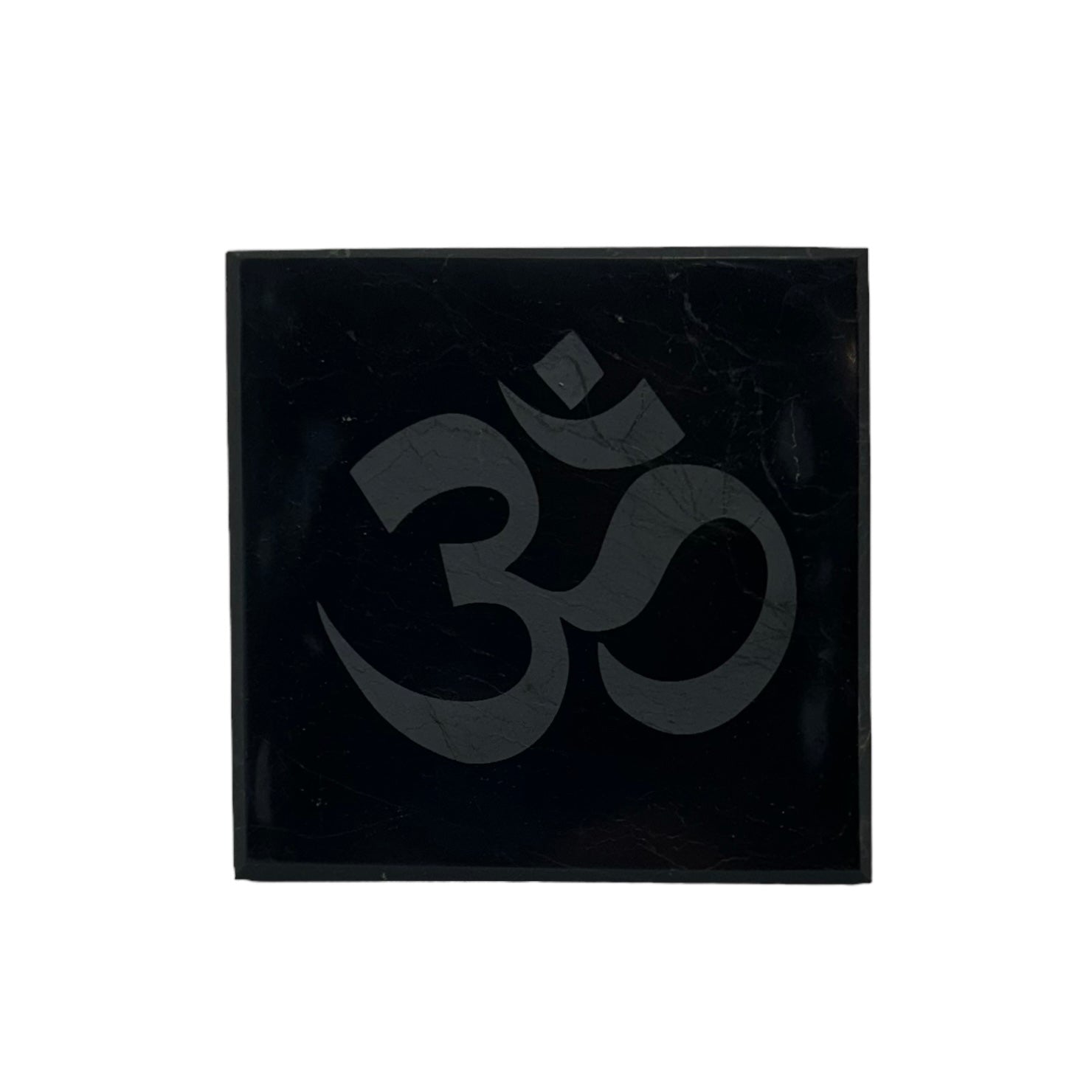 Shungite Square Tile Engraved Om 10x10x1cm