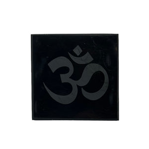 Shungite Square Tile Engraved Om 10x10x1cm
