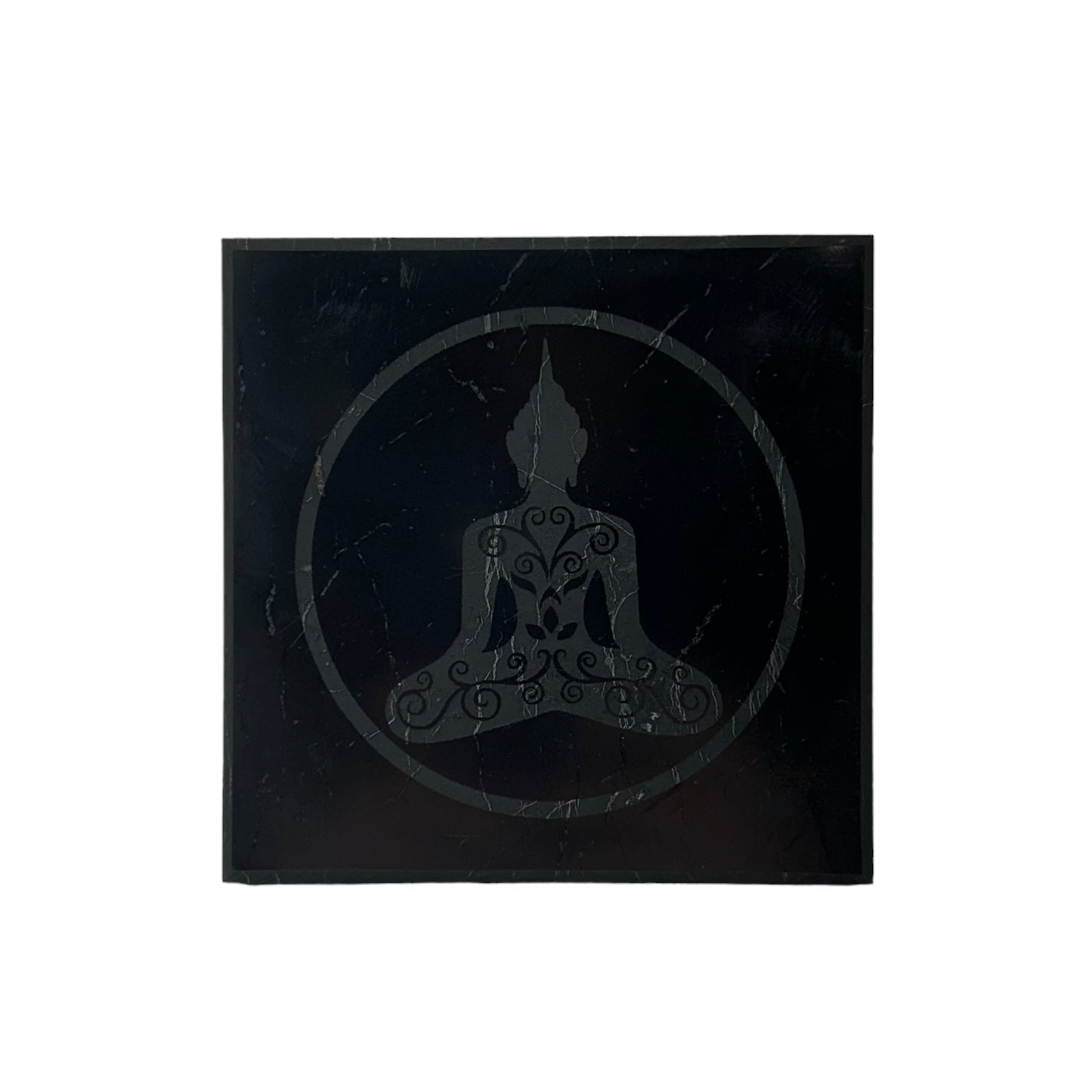 Shungite Square Tile Engraved Buddah 10x10x1