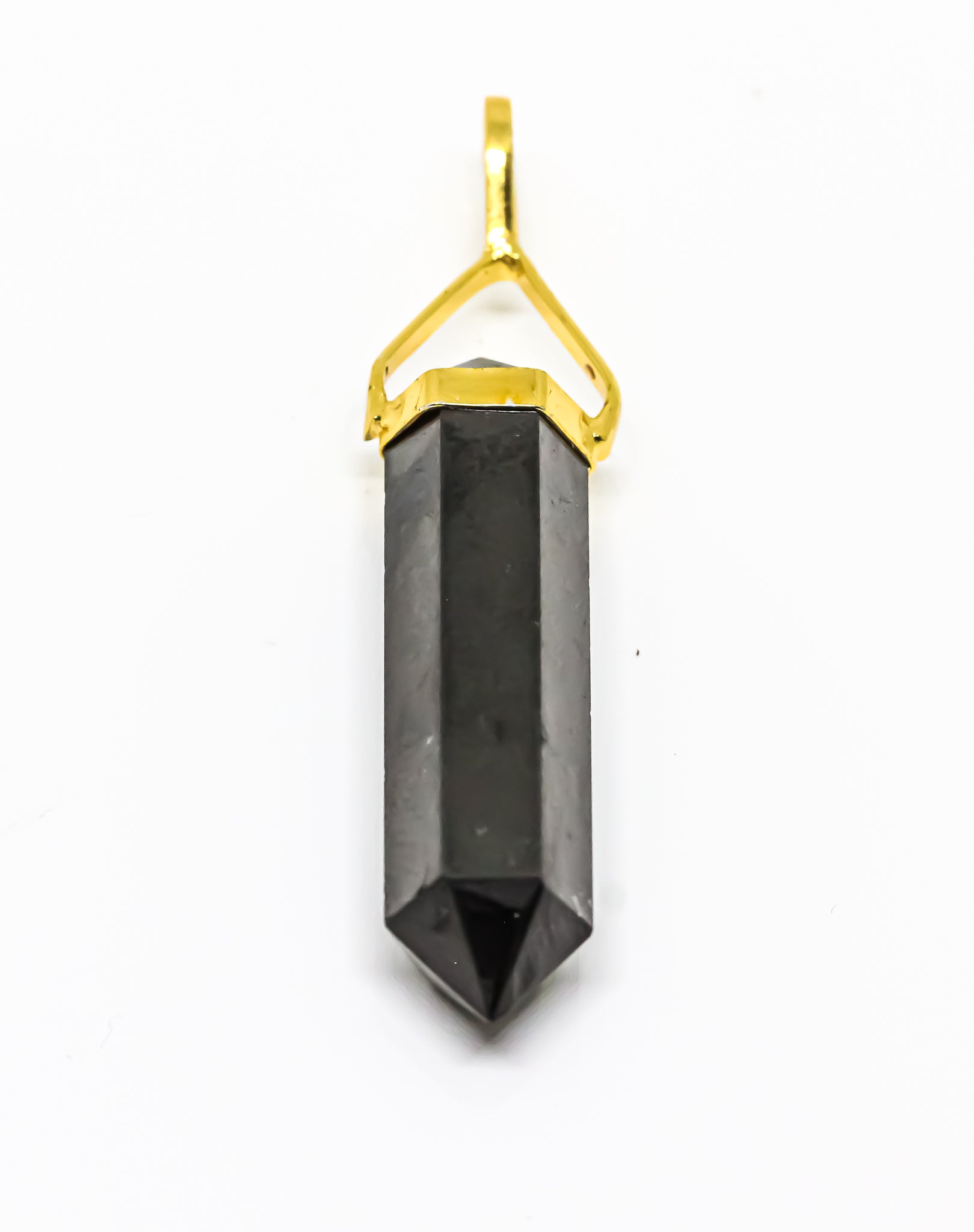 Shungite Pendant Double Point Golden Plated