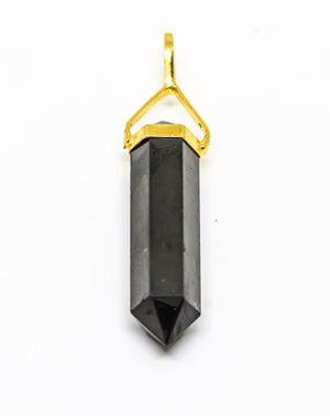 Shungite Pendant Double Point Golden Plated