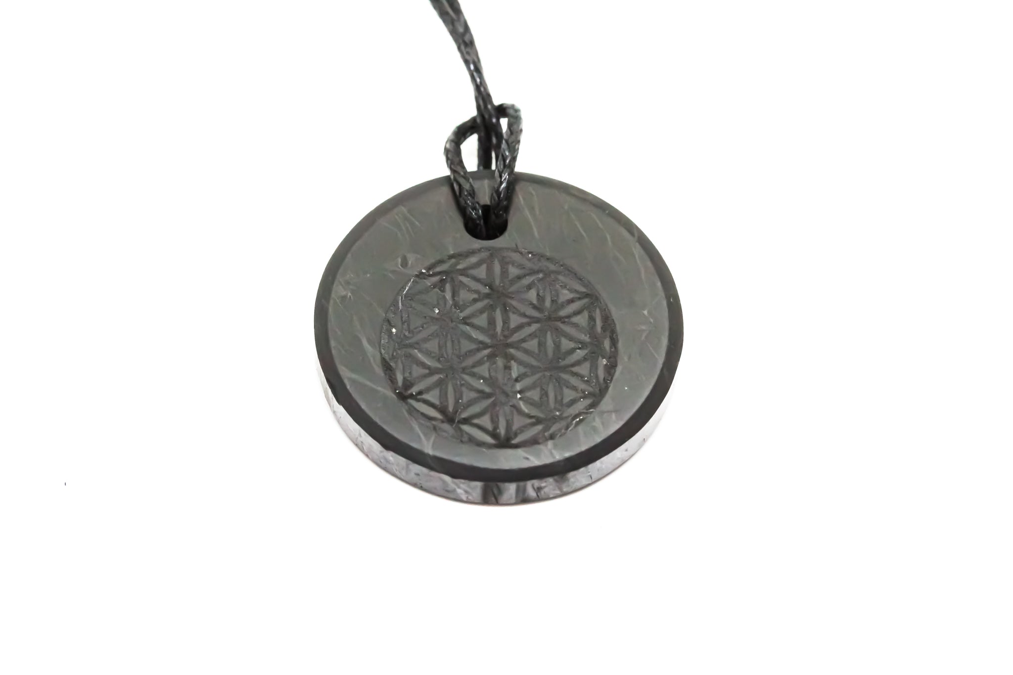 Shungite Pendant Engraved Flower of Life