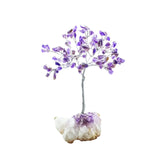 Amethyst Gemstone Trees with Stone Base Silver, Gold Trunk