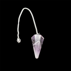 Amethyst Gemstone Pendulum Silver Color Chain