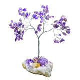 Amethyst Gemstone Trees with Stone Base Silver, Gold Trunk