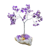 Amethyst Gemstone Trees with Stone Base Silver, Gold Trunk
