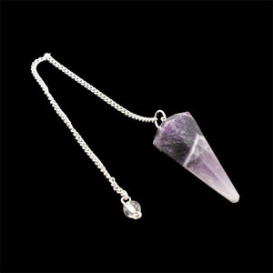 Amethyst Gemstone Pendulum Silver Color Chain