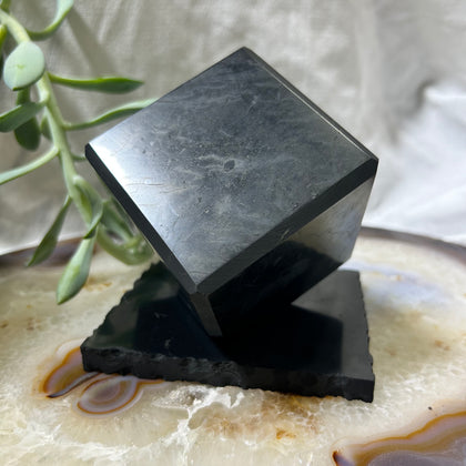 Shungite Cut Cube 7cm On Stand