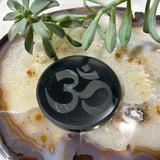 Shungite Round Tile Engraved Om 10cm