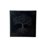 Shungite Square Tile Engraved Tree of Life 10x10x1cm