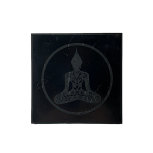 Shungite Square Tile Engraved Buddah 10x10x1