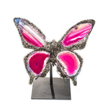 Agate Butterfly on Black Stand