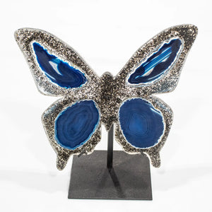 Agate Butterfly on Black Stand