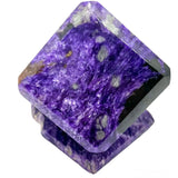 Charoite Cut Cubes 5cm on Stand