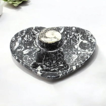 Ammonite Fossil Plate Heart 11cm