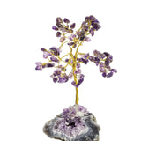 Amethyst Gemstone Trees with Stone Base Silver, Gold Trunk