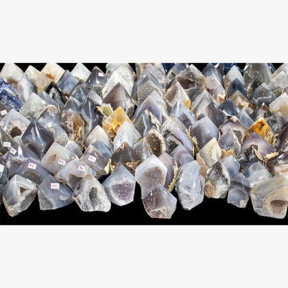 Agate Druzy Half Polished Points