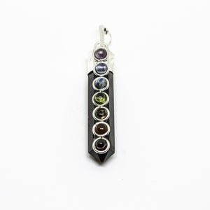 Shungite Pendant Pencil Chakra Round